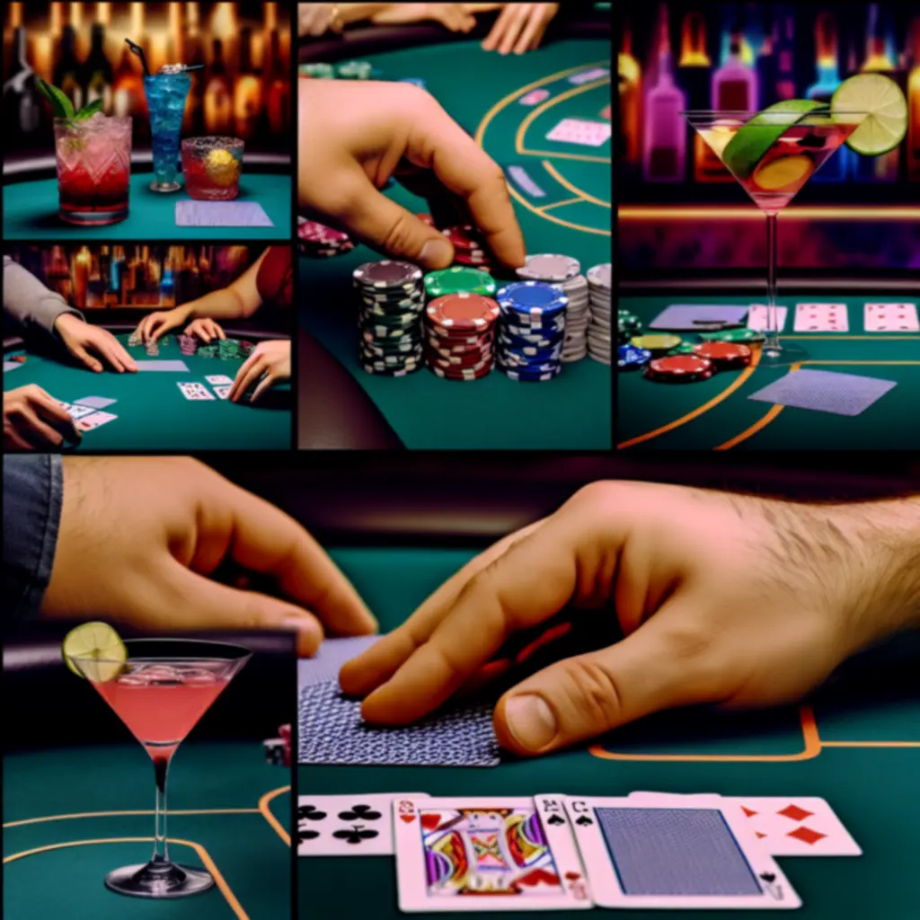 Tematyczne drinki i przekąski serwowane podczas wieczoru pokerowego.