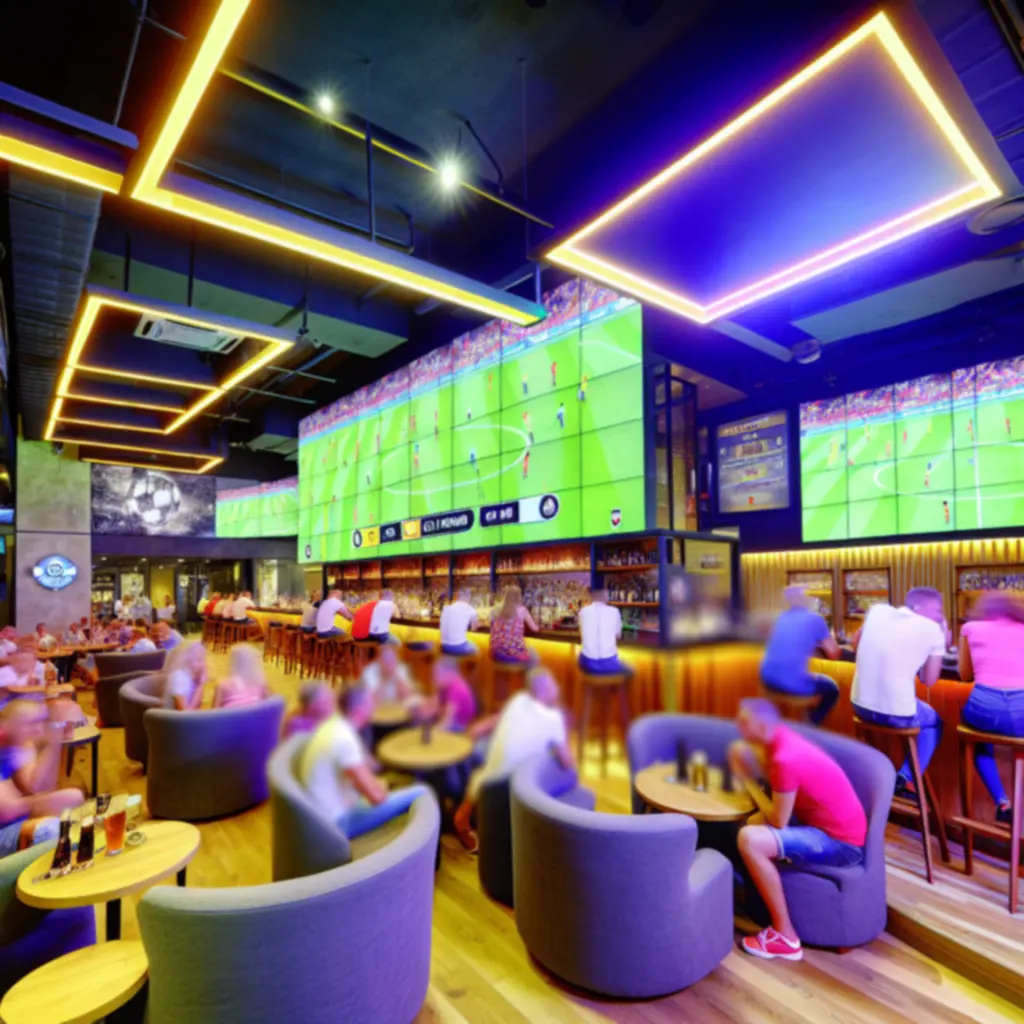 Nowoczesna strefa sportowa Kool Haft Krzysztof Krzemień z dużymi ekranami i lożami dla kibiców.