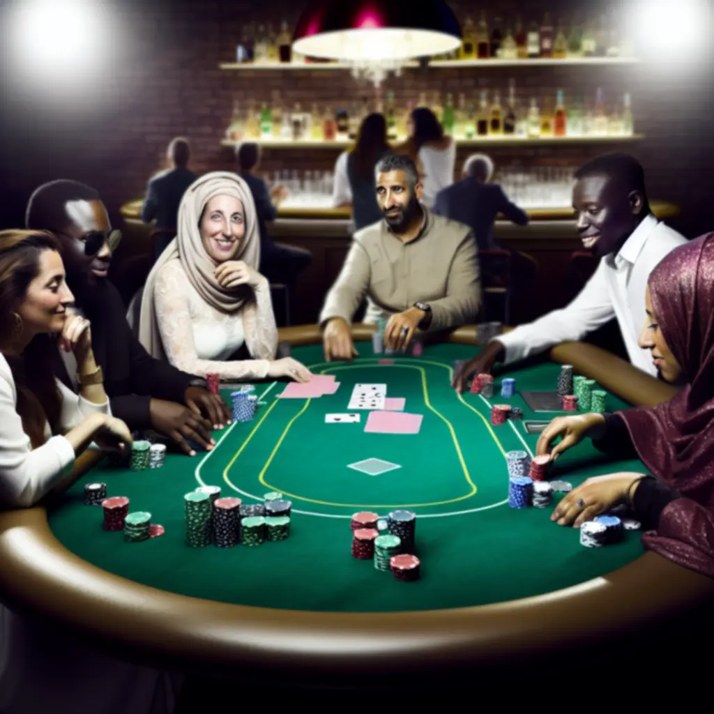 Gracze przy stole pokerowym w Kool Haft Krzysztof Krzemień podczas wieczoru pokerowego
